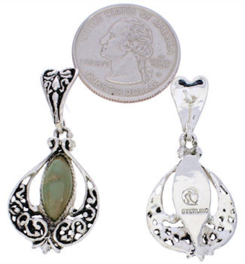 Southwest Turquoise Sterling Silver Post Dangle Earrings EX29115