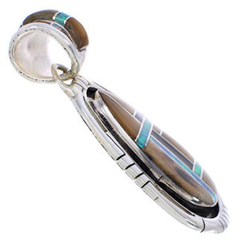 Genuine Sterling Silver Multicolor Inlay Southwest Pendant PX29794