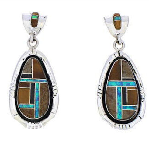Sterling Silver Southwestern Multicolor Post Dangle Earrings PX29817