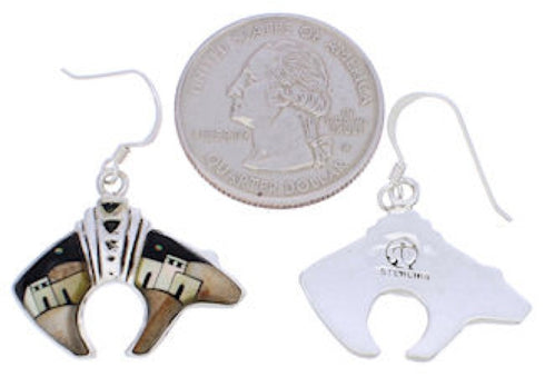Silver Bear Native American Design Multicolor Earrings PX29819