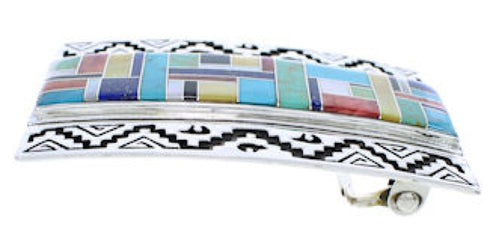 Water Wave Bear Sterling Silver Multicolor Inlay Belt Buckle TX28700