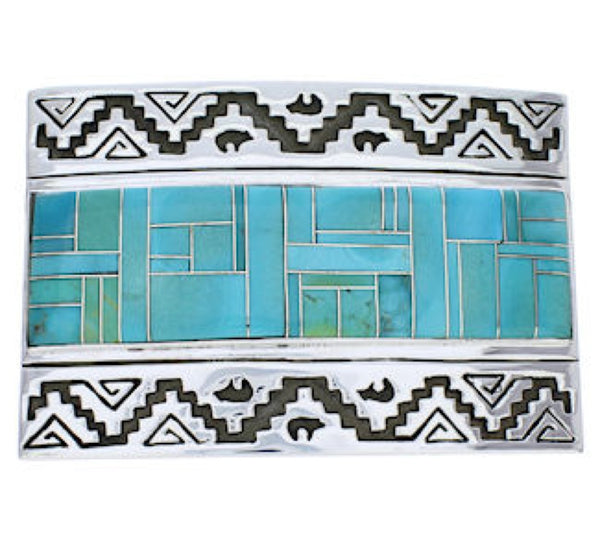 Water Wave Bear Sterling Silver Turquoise Jewelry Belt Buckle TX28704