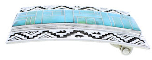 Water Wave Bear Sterling Silver Turquoise Jewelry Belt Buckle TX28704