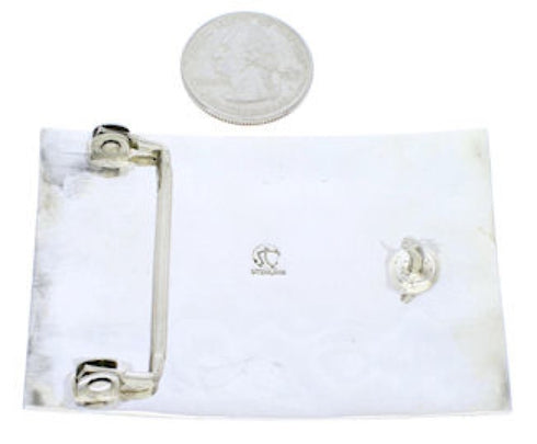 Water Wave Bear Sterling Silver Turquoise Jewelry Belt Buckle TX28704