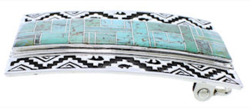 Sterling Silver Water Wave Bear Turquoise Inlay Belt Buckle TX28713