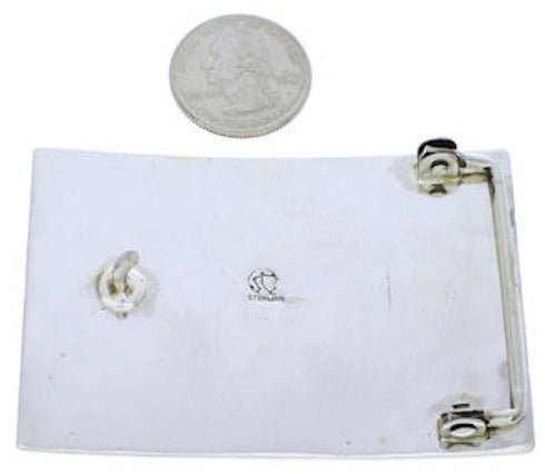 Sterling Silver Water Wave Bear Turquoise Inlay Belt Buckle TX28713