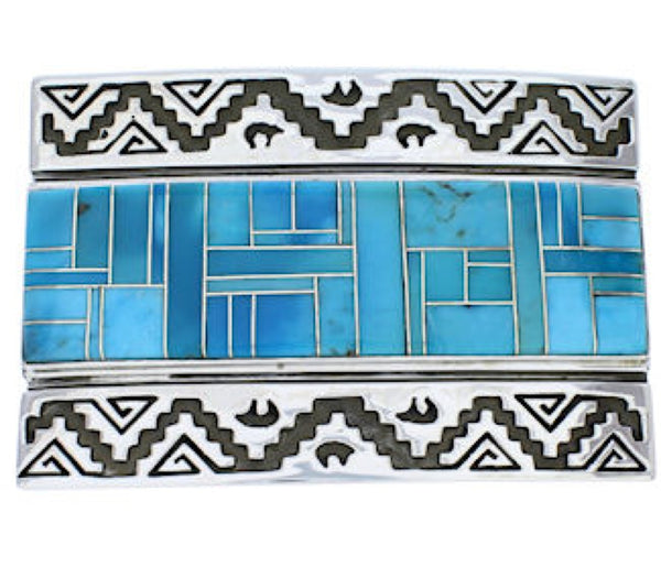 Sterling Silver Jewelry Turquoise Water Wave Bear Belt Buckle TX28722