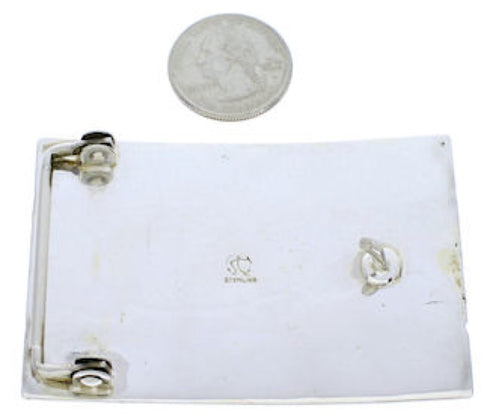 Sterling Silver Jewelry Turquoise Water Wave Bear Belt Buckle TX28722