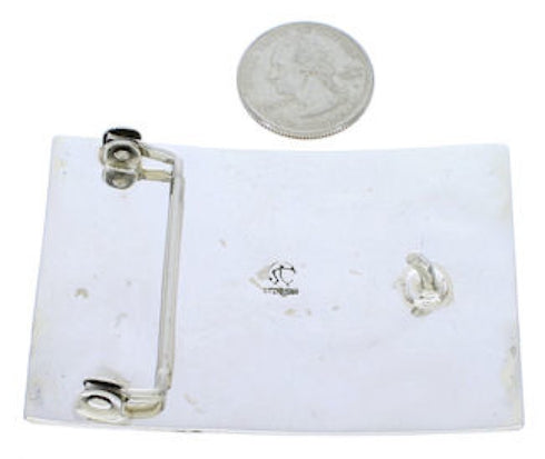 Sterling Silver Turquoise Water Wave And Bear Belt Buckle TX28723