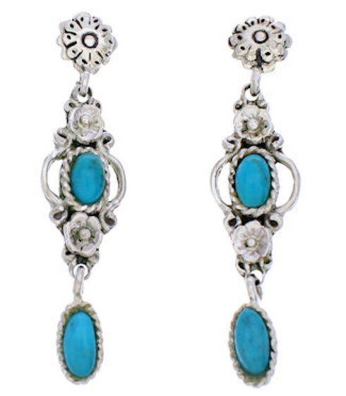 Flower Turquoise Southwestern Silver Earrings MX21882