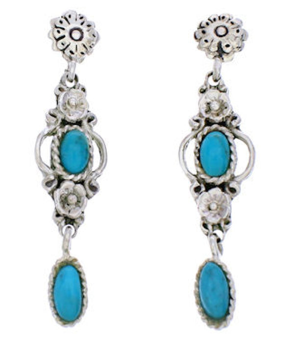 Flower Turquoise Southwestern Silver Earrings MX21882
