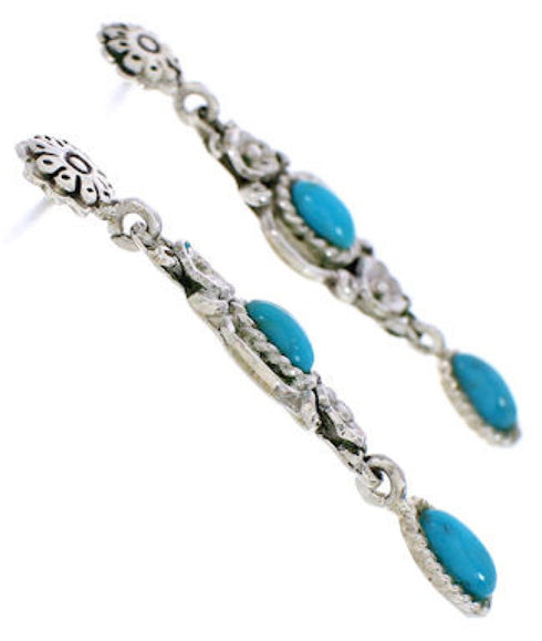 Flower Turquoise Southwestern Silver Earrings MX21882