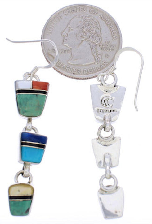 Sterling Silver Multicolor Jewelry Hook Dangle Earrings EX30433