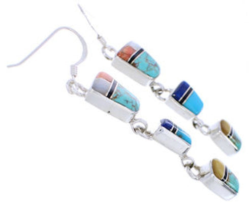 Multicolor Sterling Silver Southwest Jewelry Hook Earrings EX30434
