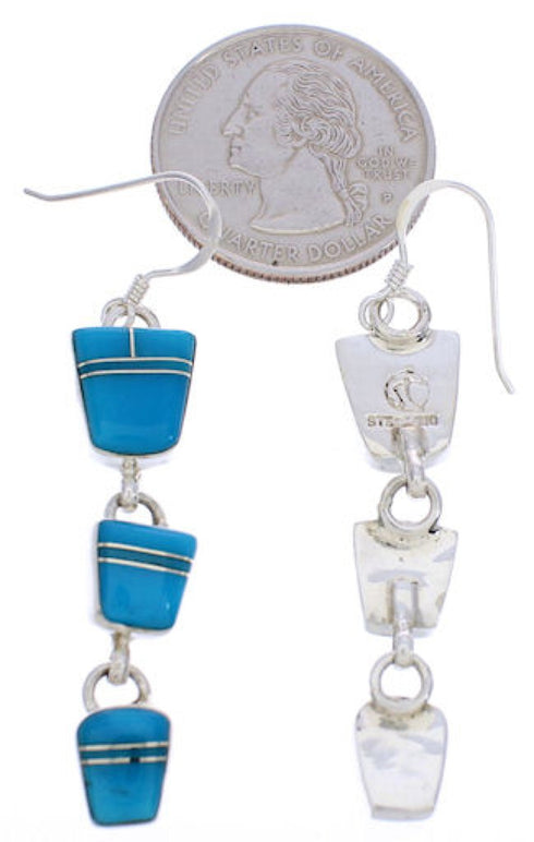 Turquoise Southwestern Sterling Silver Hook Dangle Earrings EX30450