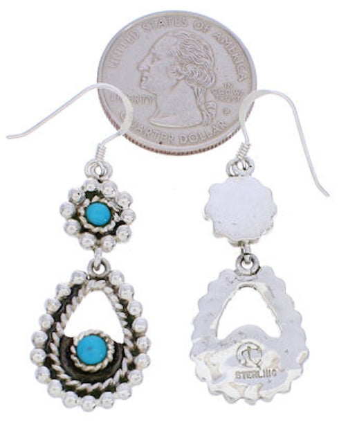 Southwest Turquoise Jewelry Silver Hook Dangle Earrings EX30455