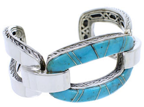 Genuine Sterling Silver Turquoise Inlay Cuff Bracelet MX27056
