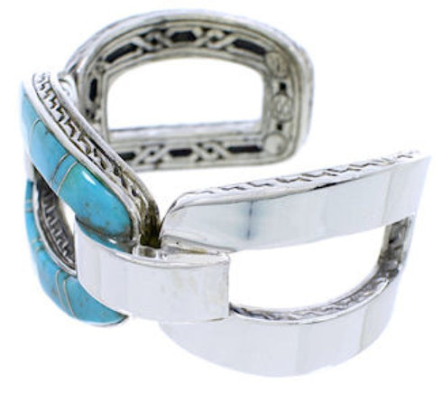 Genuine Sterling Silver Turquoise Inlay Cuff Bracelet MX27056