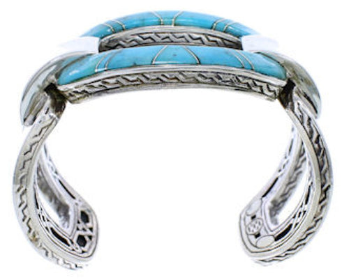 Genuine Sterling Silver Turquoise Inlay Cuff Bracelet MX27056