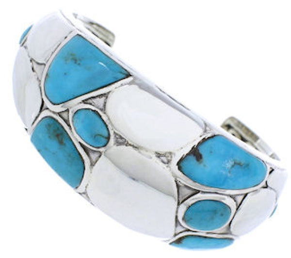 Sterling Silver Southwest Turquoise Inlay Cuff Bracelet MX27078