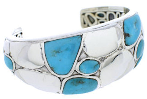 Sterling Silver Southwest Turquoise Inlay Cuff Bracelet MX27078