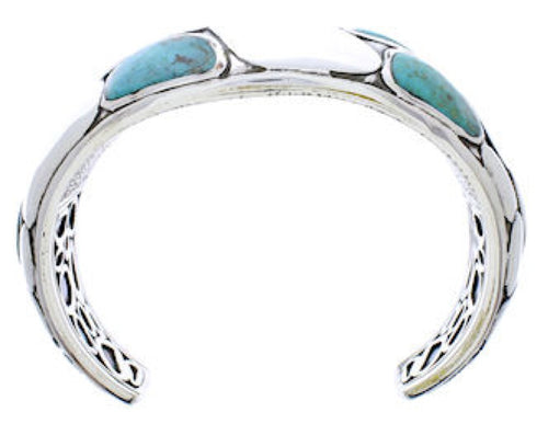Silver Turquoise Inlay Southwestern Cuff Bracelet MX27089