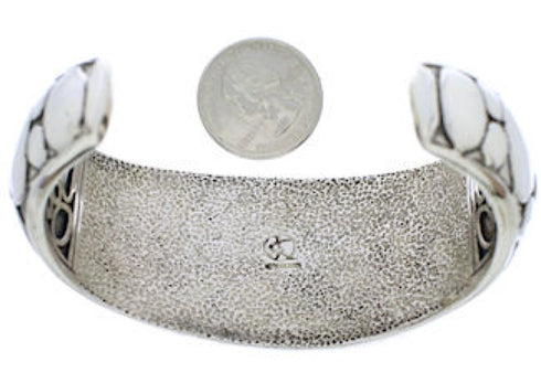 Silver Turquoise Inlay Southwestern Cuff Bracelet MX27089