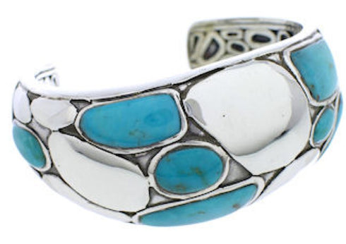 Silver Jewelry Turquoise Inlay Southwest Cuff Bracelet MX27092