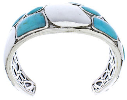 Silver Jewelry Turquoise Inlay Southwest Cuff Bracelet MX27092