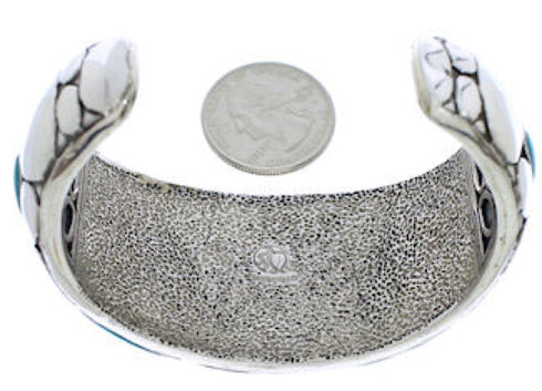 Silver Jewelry Turquoise Inlay Southwest Cuff Bracelet MX27092