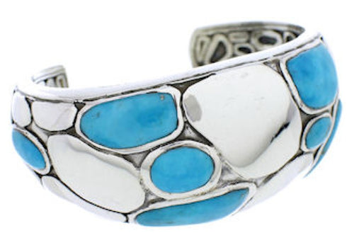 Silver Southwestern Jewelry Turquoise Inlay Cuff Bracelet MX27097