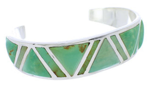 Southwest Turquoise Inlay Sterling Silver Cuff Bracelet EX27624