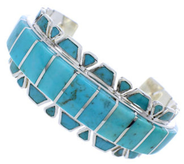 Turquoise Inlay Genuine Sterling Silver Jewelry Cuff Bracelet EX27718