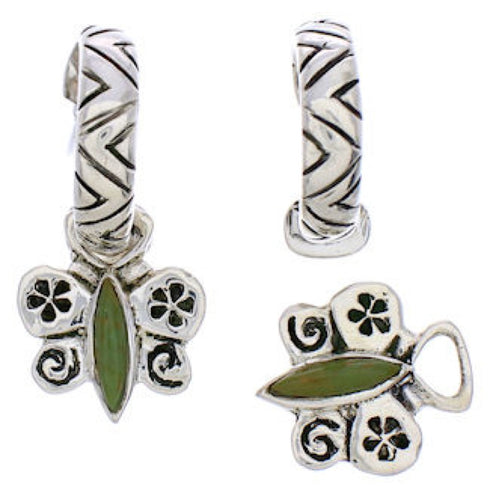 Turquoise Butterfly Flower Interchangeable Hoop Earrings JX23131