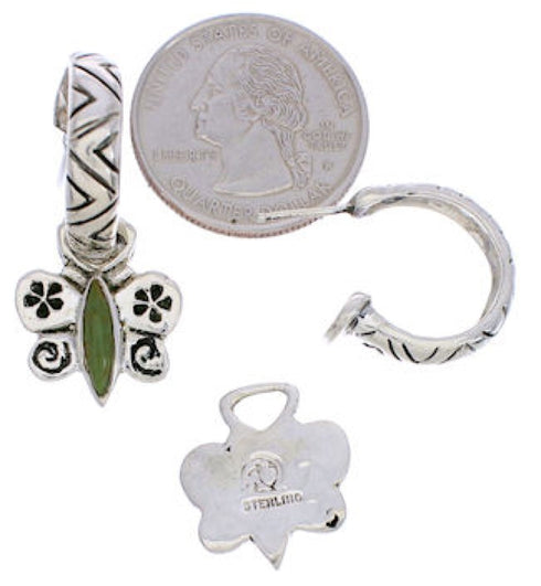 Turquoise Butterfly Flower Interchangeable Hoop Earrings JX23131