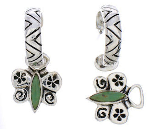 Turquoise Butterfly Flower Interchangeable Hoop Earrings JX23133
