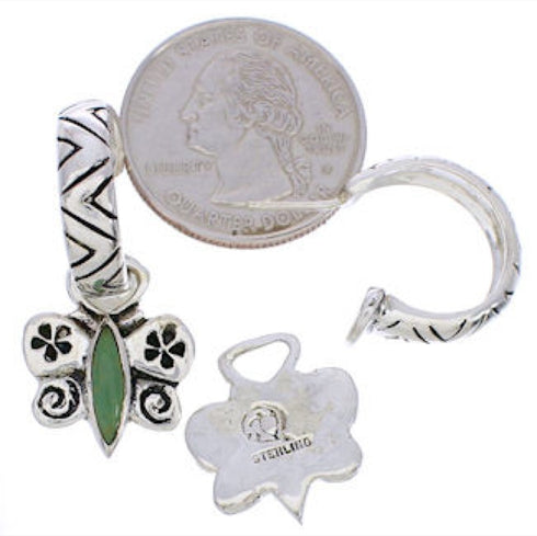 Turquoise Butterfly Flower Interchangeable Hoop Earrings JX23133