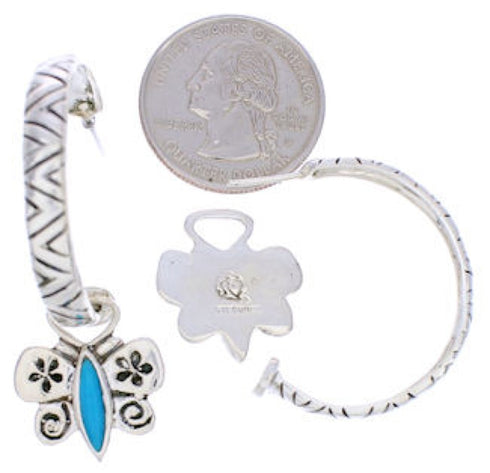 Butterfly Turquoise Flower Interchangeable Hoop Earrings JX23414