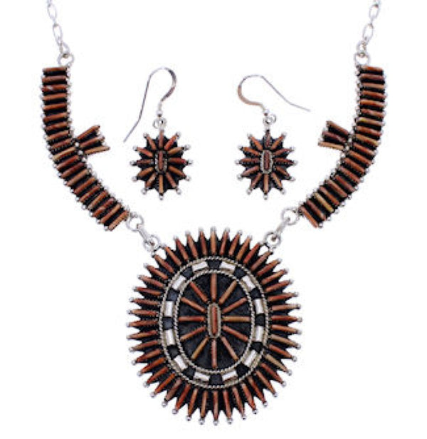 Oyster Shell Sterling Silver Link Necklace And Earrings Set PX35797