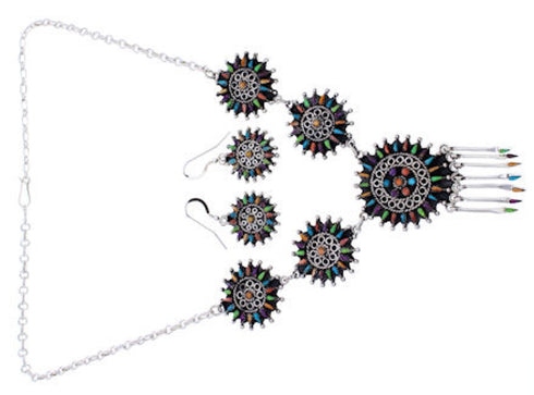 Southwestern Multicolor Earrings And Link Necklace PX35839