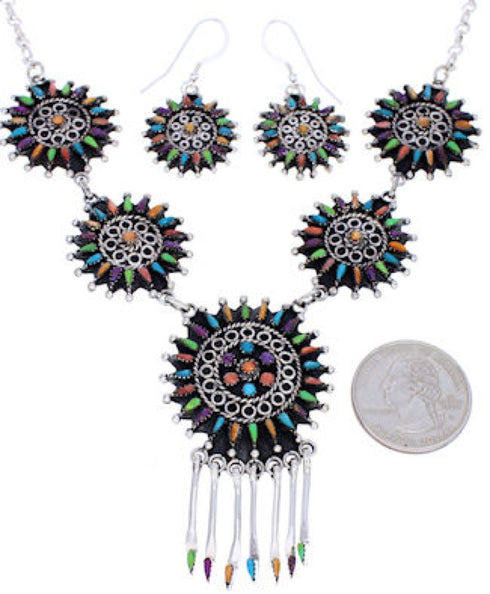 Southwestern Multicolor Earrings And Link Necklace PX35839