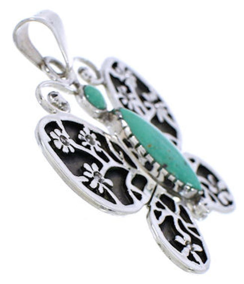 Southwest Butterfly Flower Turquoise Sterling Silver Pendant MX24076