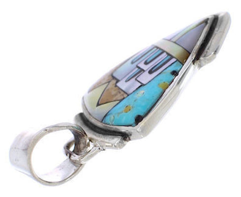 Silver Native American Village Design Multicolor Pendant MX21968