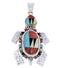 Turtle Multicolor Inlay Silver Slide Pendant MX21984