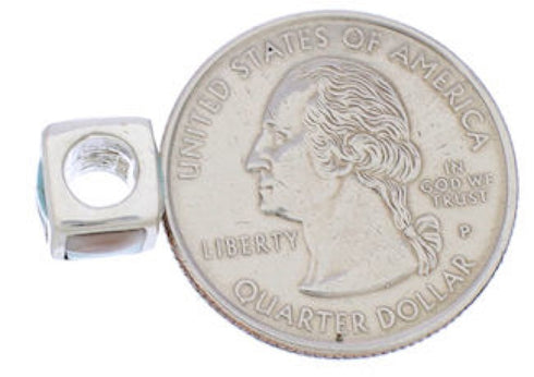 Silver Turquoise Pink Shell Inlay Bead Pendant MX22104