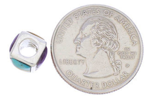 Genuine Sterling Silver Multicolor Inlay Bead Pendant MX22105