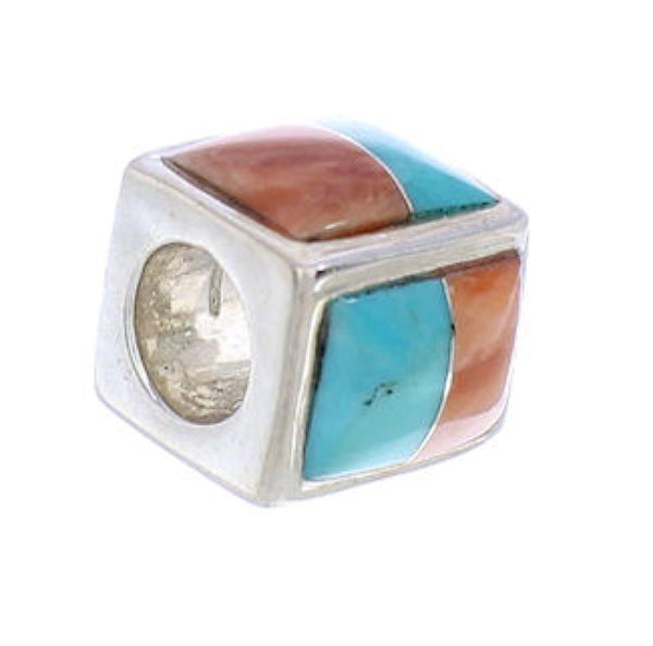 Silver Turquoise Oyster Shell Inlay Bead Pendant MX22106