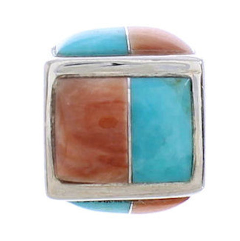 Silver Turquoise Oyster Shell Inlay Bead Pendant MX22106