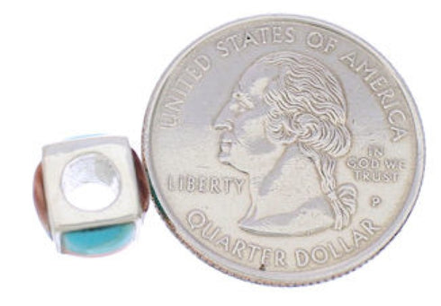 Silver Turquoise Oyster Shell Inlay Bead Pendant MX22106