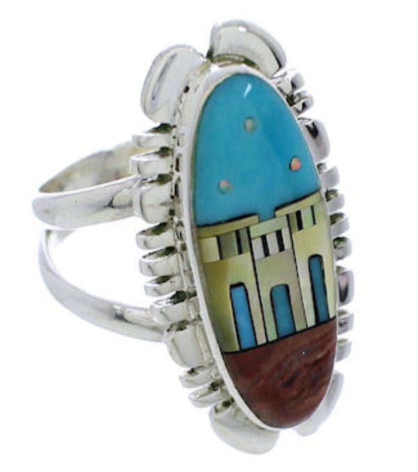 Genuine Multicolor Native American Design Ring Size 4-3/4 UX38869
